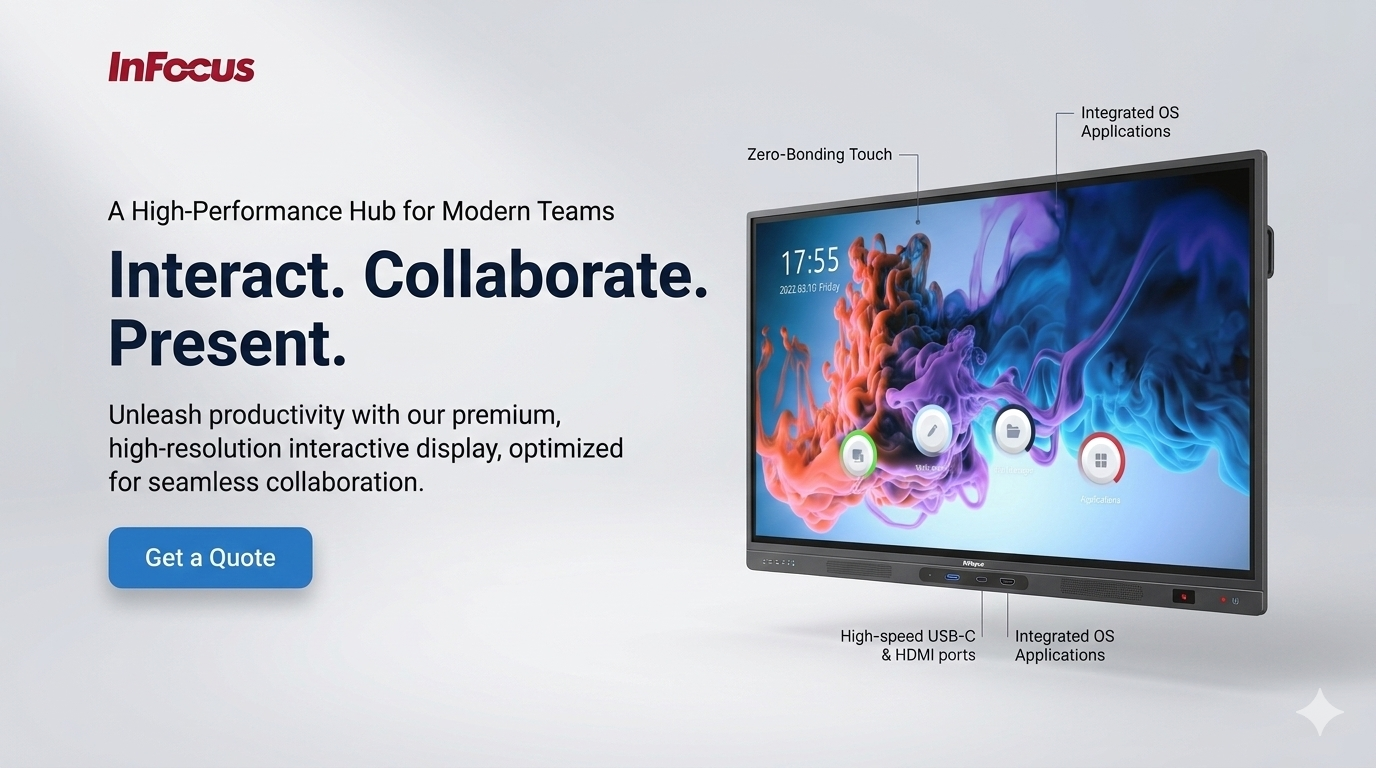 InFocus JTouch Series 13E 75" Interactive Display (Model: 7513E) - 4K UHD, Android 14, Google EDLA Certified interactive display